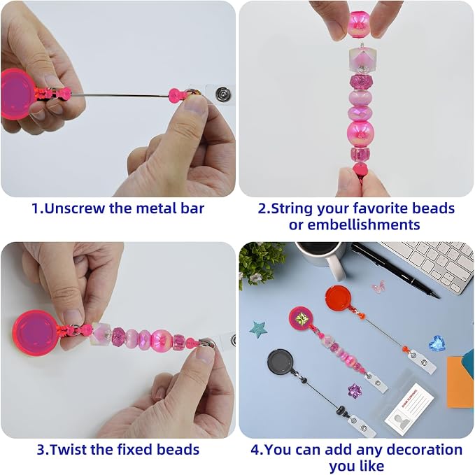 15pcs Multicolor Beadable Badge Reels Making Kits - Image 6