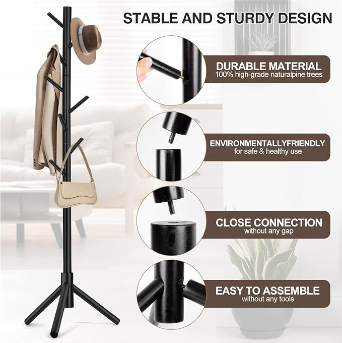WANGMUXIA 2 PCS Coat Rack, Freestanding Coat Rack - Image 5