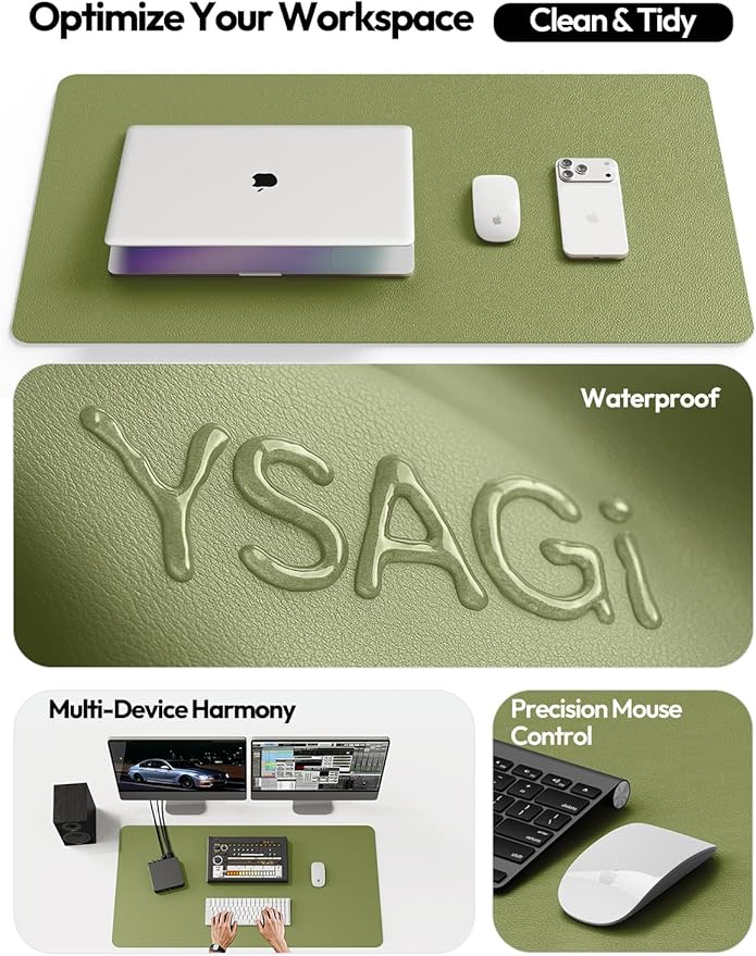 YSAGi Leather Desk Protector, Office Mat, Large Mouse Pad, Non-Slip PU Leather - Image 8
