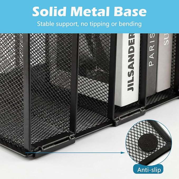 7-Section Vertical Mesh File Sorter, Metal Paper Holder - Image 4