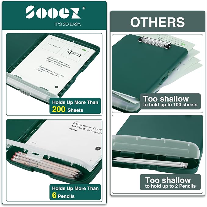 Sooez Clipboards with Storage, High Capacity Clip Boards 8.5x11 with Storage - Image 3