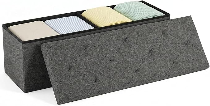 DUMOS 43 Inch Folding Storage Ottoman Bench, Spacious Hidden Organizer by DumosLifestyle