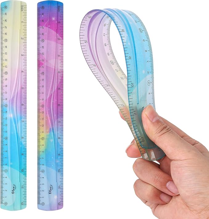 Grevosea 2-Piece Flexible Ruler, 30cm/12inch Plastic Straight Edge Ruler by Unknown