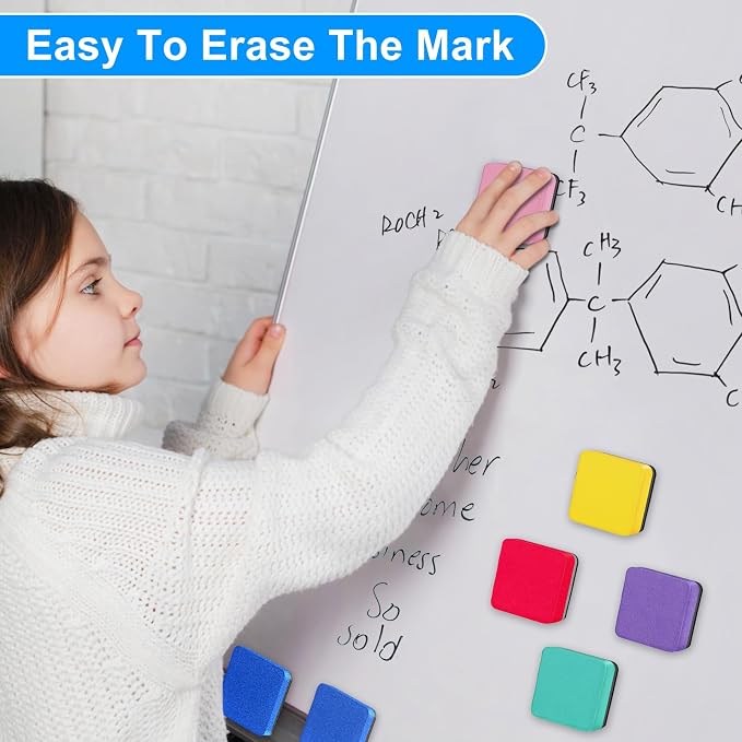 Cube Dry Erase Erasers, 96 Packs Mini Magnetic Whiteboard Dry Erasers in 6 - Image 5