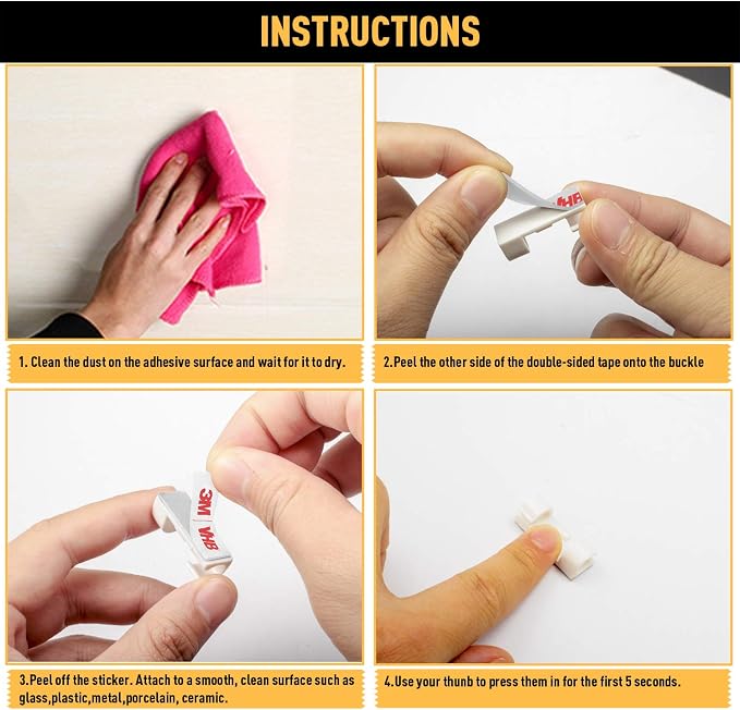 Cable Clips with Strong Self-Adhesive, XIAOXI Cable Management TV PC Wire - Image 4