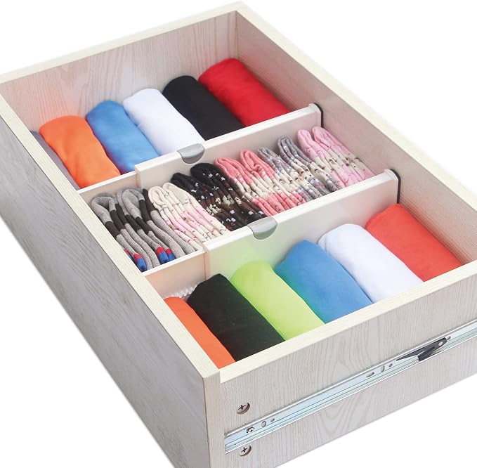 TENABORT Set of 8 Adjustable Drawer Dividers Organizer Separators Plastic - Image 5