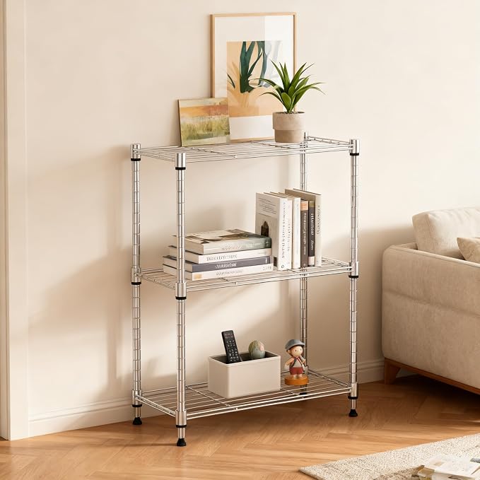 M MZG 450 lbs Wire Storage Shelving 3-Tier Utility Shelving Unit Steel - Image 5