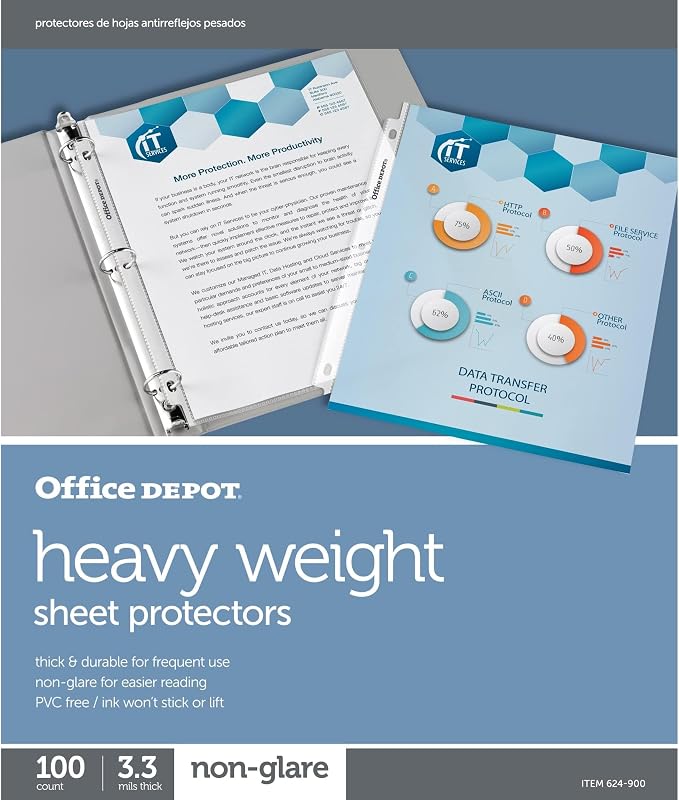 Office Depot Heavyweight Non-Glare Sheet Protectors, 8 1/2in. x 11in. - Image 2