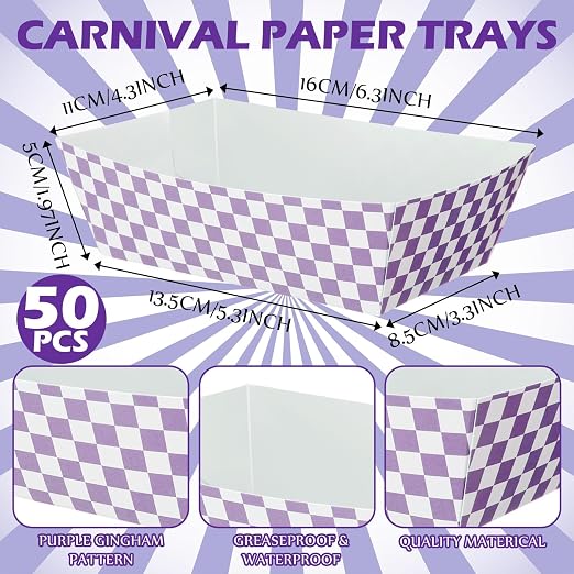 Geosar 100 Pcs Gingham Party Supply Disposable Paper Food Tray Bulk Disposable - Image 2