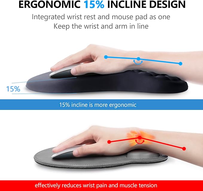 Mouse Pad Wrist Support, Laokiiy 2 in1 Keyboard Wrist Rest+ Ergonomic Mouse Pad - Image 2