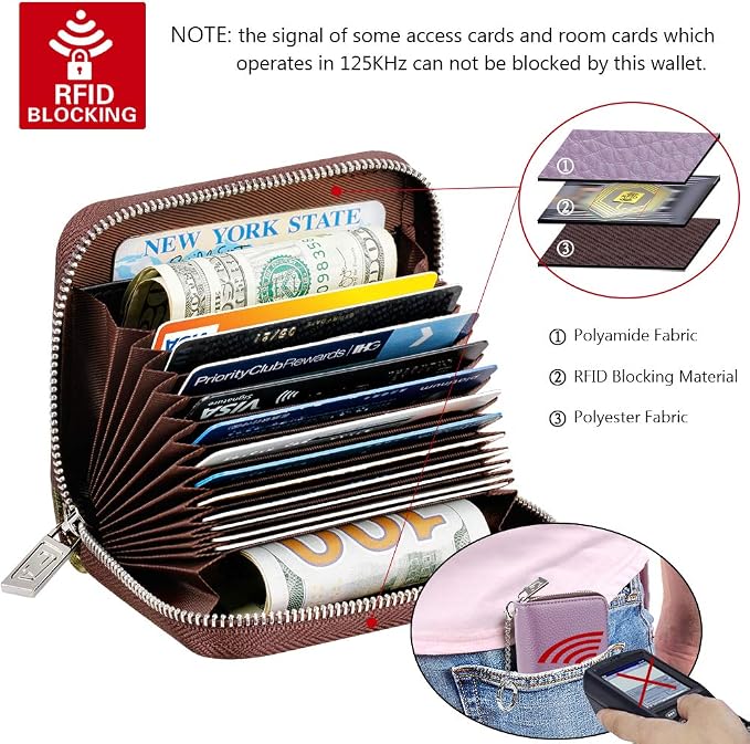FurArt Zipper Wallet Women, RFID Blocking Credit Card Wallet, Business Card - Image 5