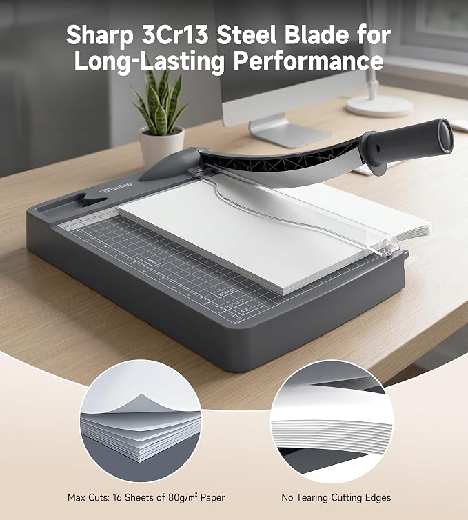 12 Inch Guillotine Paper Cutter, 12 Sheet Capacity Paper Trimmer Slider - Image 2