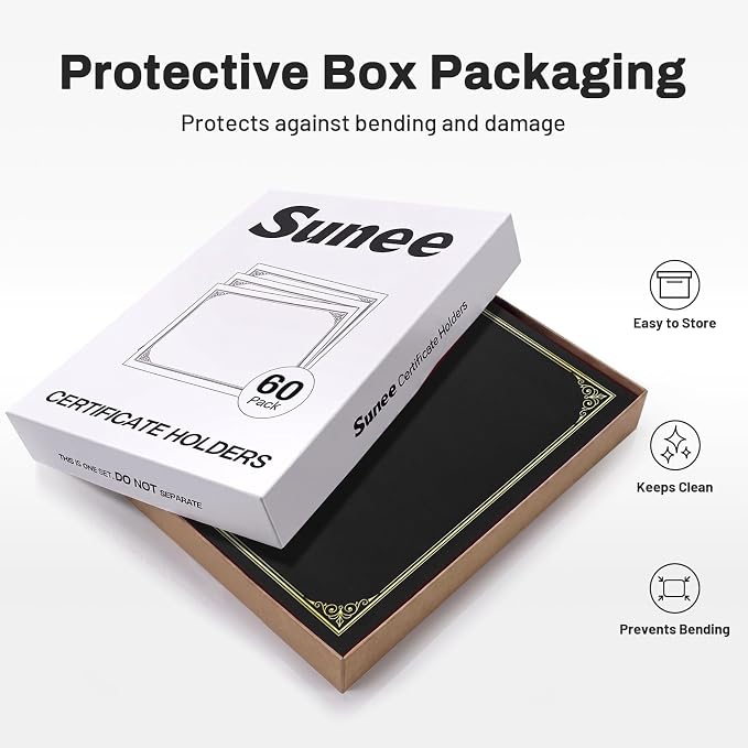 SUNEE Certificate Holders, Diploma Covers Gold Foil Border, - Image 5