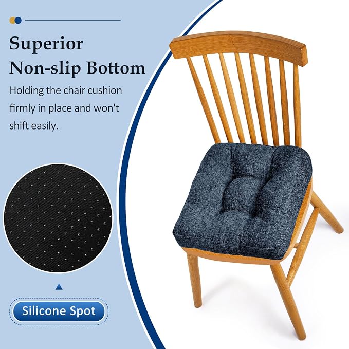 downluxe Chair Cushions for Dining Chairs 2 Pack, Tufted Indoor Chair Pads - Image 3