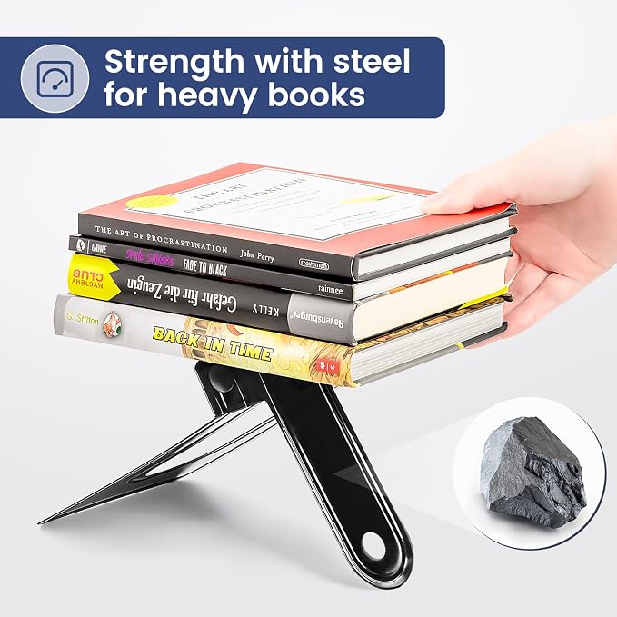 HappyHapi Book Ends, Non-Skid Metal Bookend Supports - Image 2