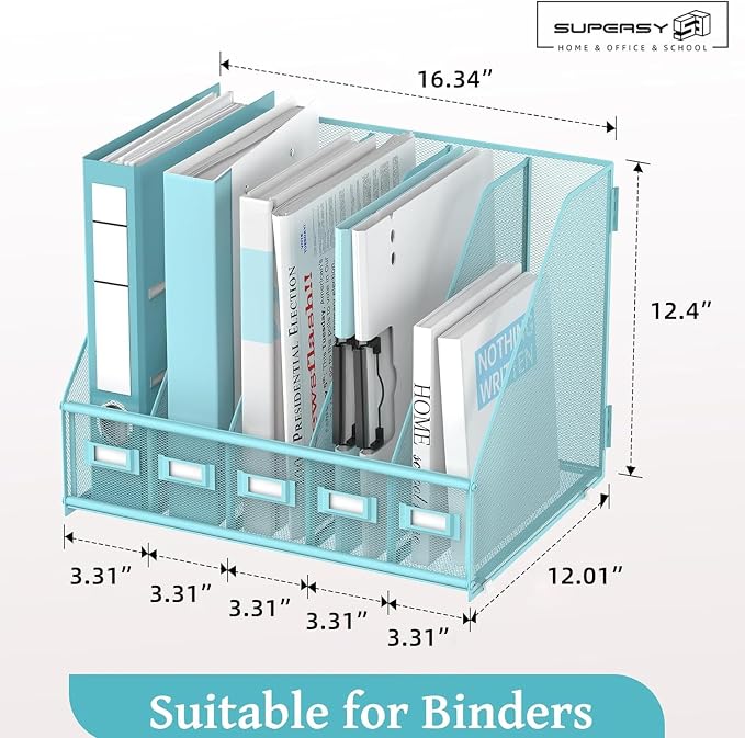 SUPEASY Desk Organizers Metal Desk Magazine File Holder - Image 3