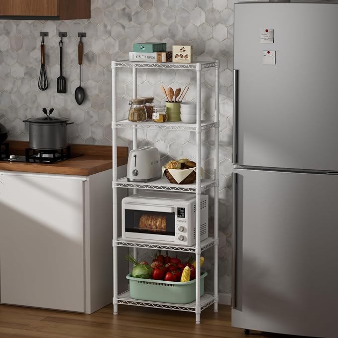 SINGAYE Small Wire 5 Adjustable Shelves Pantry Metal Shelf Floor Organizer | - Image 7
