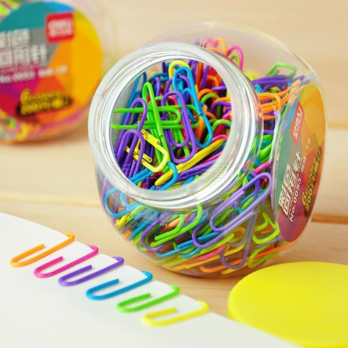 Coideal Colored Small Paper Clips Vinyl Coated, 200 Pack 28mm Assorted Color by Coideal
