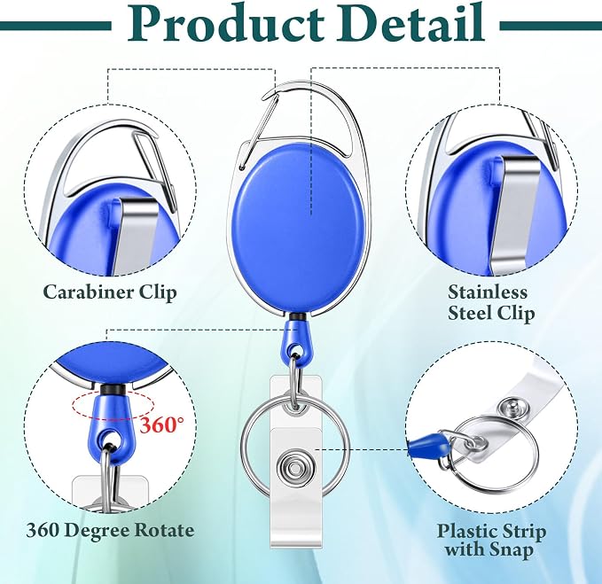Honoson 30 Pcs Heavy Duty Retractable Badge Reels Batch ID Badge Holder - Image 3