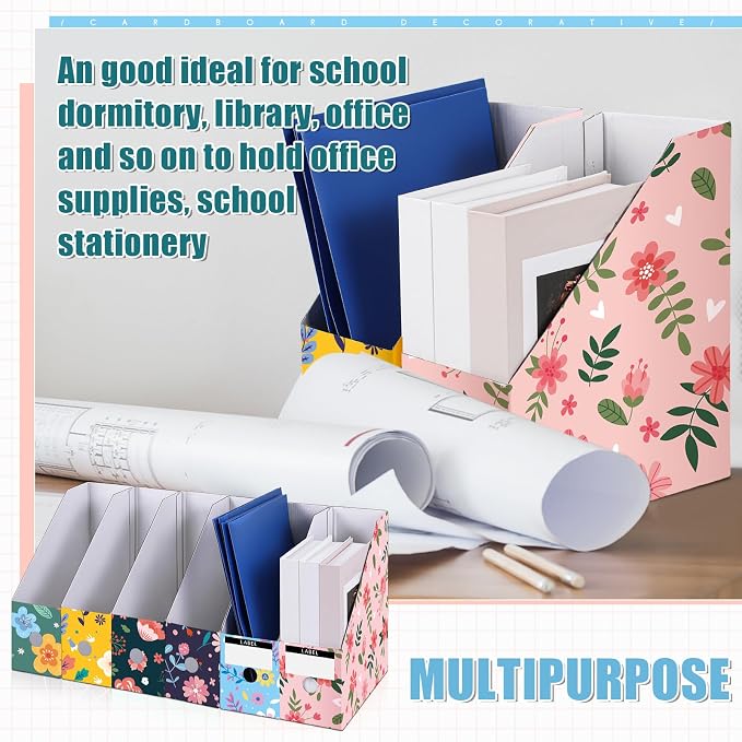 PerKoop 12 Pcs Decorative Magazine File Holders Floral Foldable File Folders - Image 4