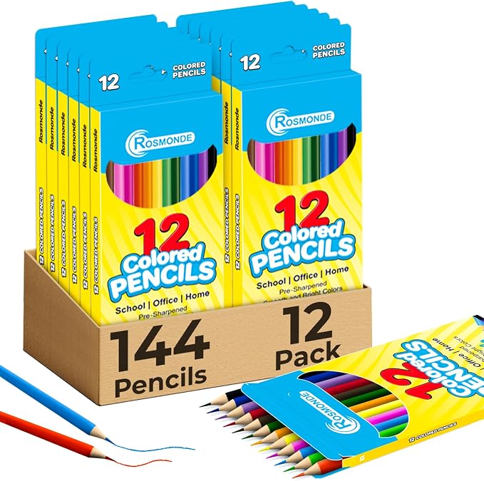 Rosmonde 12 Pack Colored Pencils, Easy Hold Grip, Classroom Art Supplies by Rosmonde