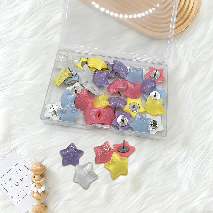 Cute Push Pins - 30Pcs Star Decorative Push Pins Thumb Tacks - Image 3
