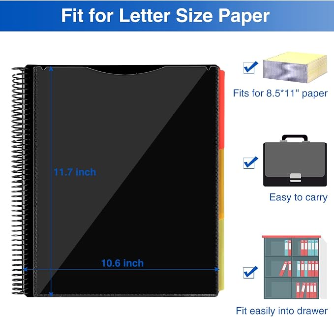 Forvencer 24 Pocket Project Organizer, 1/3-cut Tab Binder Organizer - Image 7