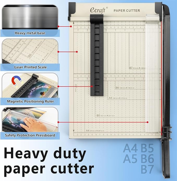 Ecraft 12" Guillotine Paper Cutter：Paper Trimmer Accurate Cutting - Image 3