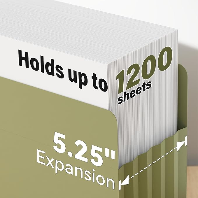 Ansook Legal Size Expanding File Folders, 6 Pack Large Capacity 5.25" - Image 3