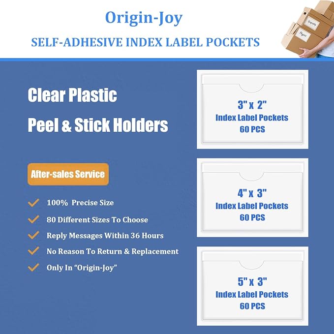 Origin-Joy 60 PCS Self Adhesive Index Card Pockets - Image 7