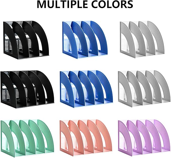 SAYEEC File Holder Storage Folder 4 Compartment Standing Desktop Hollow - Image 6