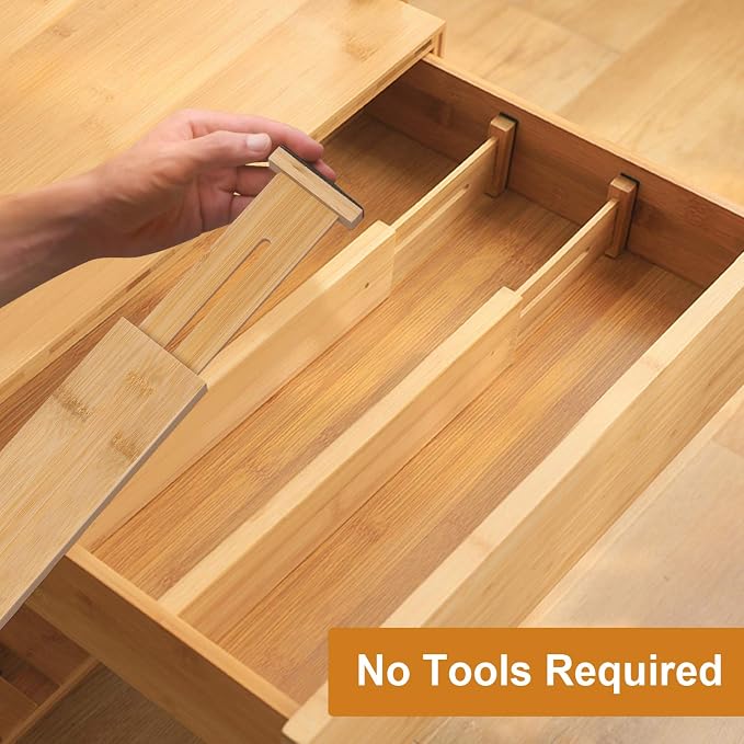 Bamboo Drawer Dividers Organizers, Kitchen Drawer Organizer, Adjustable Drawer - Image 6