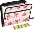Expanding File Folder Strawberries Bows Pink Accordion File Organizer 13 by ALAZA