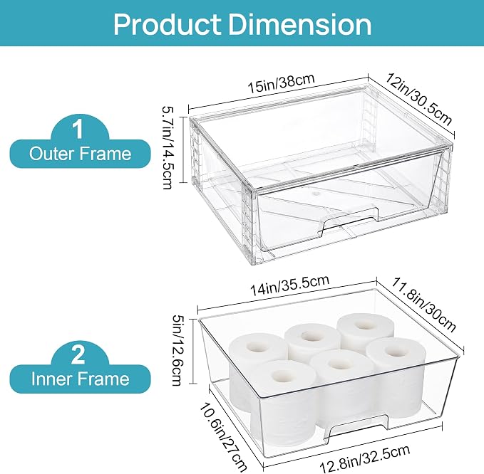 Vtopmart 6 Pack Large Stackable Storage Drawers, Easily Assemble Clear Acrylic - Image 3