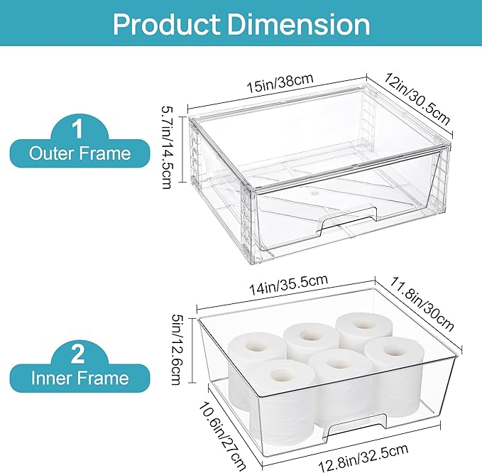 Vtopmart 8 Pack Stackable Storage Bins, Easily Assemble Clear Acrylic Bathroom - Image 3
