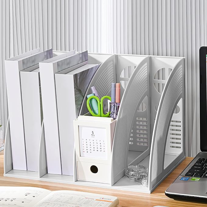 SAYEEC File Holder Storage Folder 4 Compartment Standing Desktop Hollow - Image 7