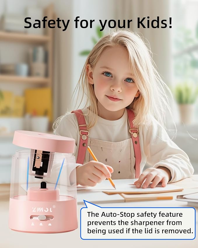 ZMOL Electric Pencil Sharpener, Portable Small Battery Powered Pencil Sharpeners - Image 8