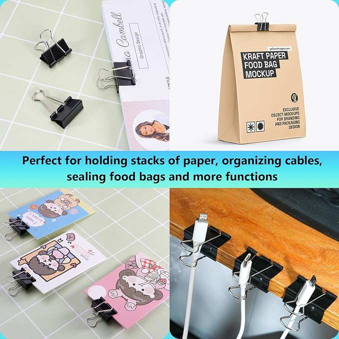 60PCS Medium Binder Clips, 1-1/4 Inch, Metal Paper Clamps - Image 5