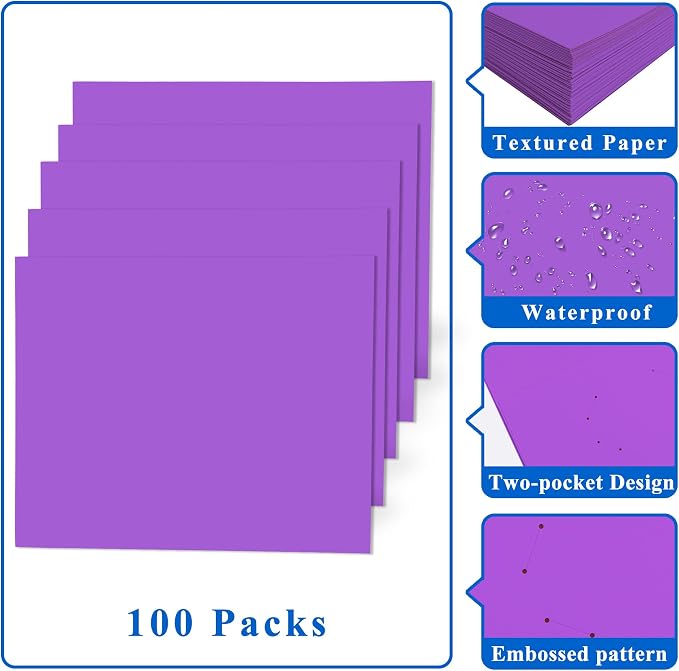 Zzrywuty 100 Packs Paper Purple Folders - Image 5