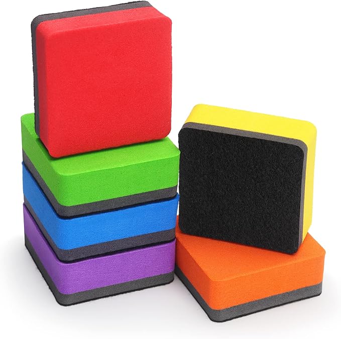 Tamaki 6 Pack Magnetic Dry Eraser Erasers 4.2'' x 2.2'', Square | Dry Erasers - Image 3