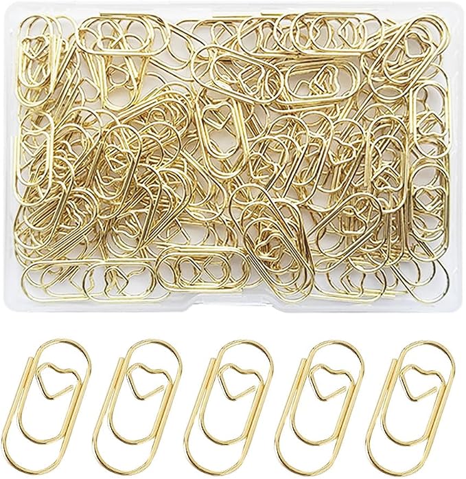 100 Pack Love Heart Shaped Paper Clips, Mini Paperclips Papers, 0.8inch Small by Unknown