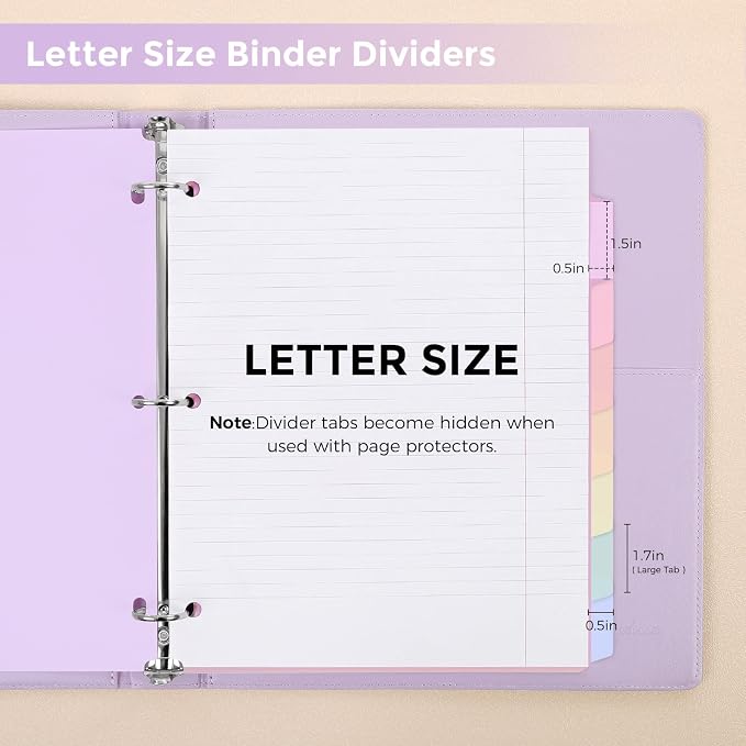 SKYDUE 8-Tab Binder Dividers for 3 Ring Binder, Letter Size, Durable Plastic - Image 3