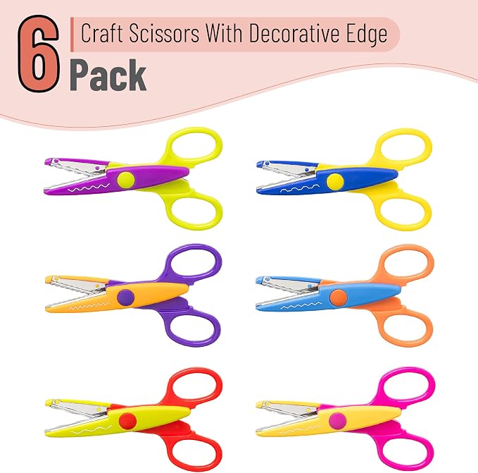 Mr. Pen- Craft Scissors Decorative Edge, 6 Pack, Retro Colors | Zig Zag Scissors - Image 2