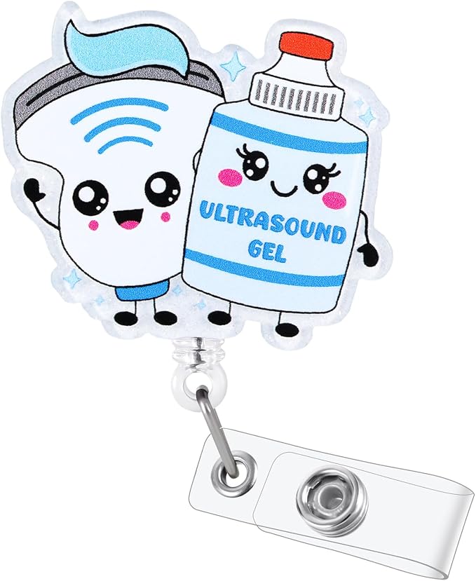 Ultrasound Gel Funny Nurse Badge Reel, Cute Ultrasound Tech Retractable ID by LINAYOHA