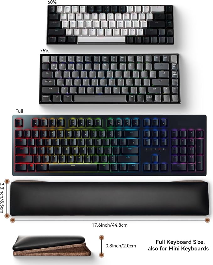 Keyboard Wrist Rest with Memory Foam Anti-Slip Rubber Base Ergonomic Wooden - Image 4