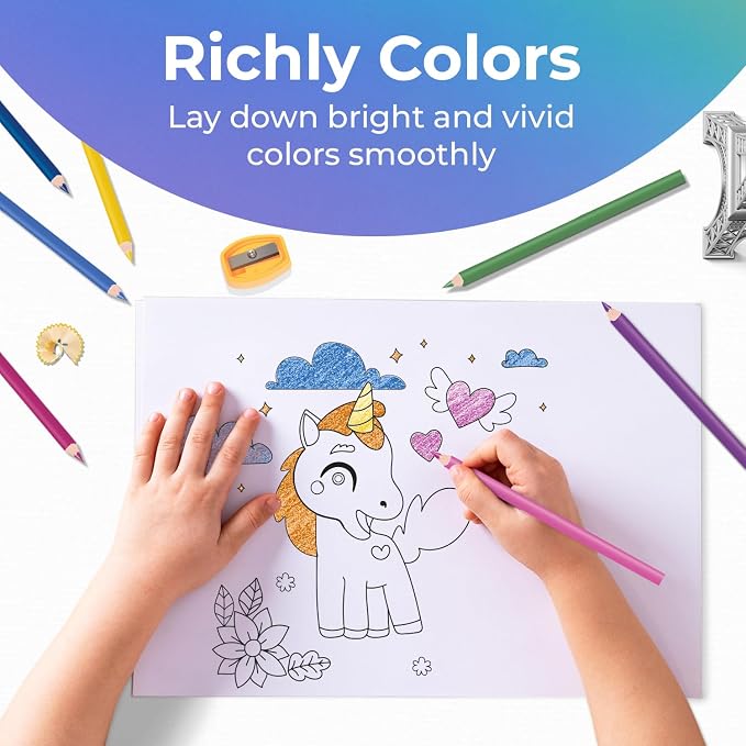 Rosmonde 100 Pack Colored Pencils Bulk Set, 12 Assorted Pre Sharpened Pencil - Image 5
