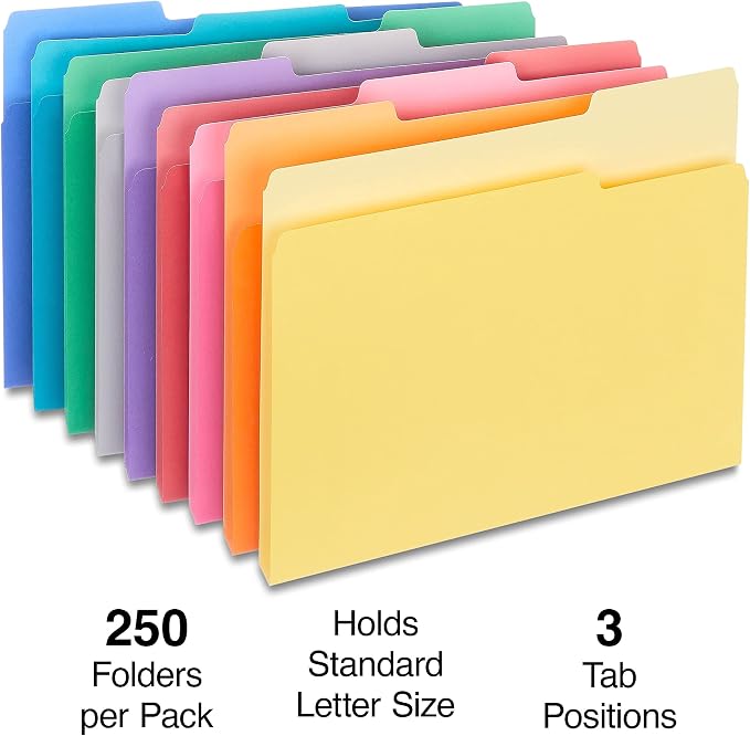 Staples File Folder, Letter Size, 1/3‑Cut Tabs, Durable Paper Stock, 500/Carton - Image 2