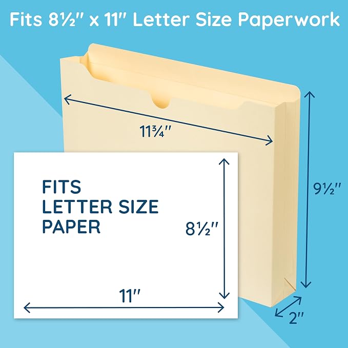Blue Summit Supplies 2 Inch Manila File Jacket, 50 Folders, Reinforced Straight - Image 2