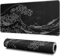 Japanese Gaming Mouse Pad Abstract Black Mouse Pad 31.5x11.8 Inch Black Sea by Hahaluo