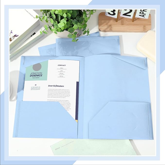 Henoyso 36 Pack Light Blue Plastic Folders - Image 3